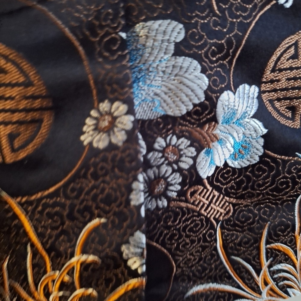 NWOT Mary Lucille Elegant Vintage Embroided Silk Rayon Black Pencil Skirt - Picture 5 of 8